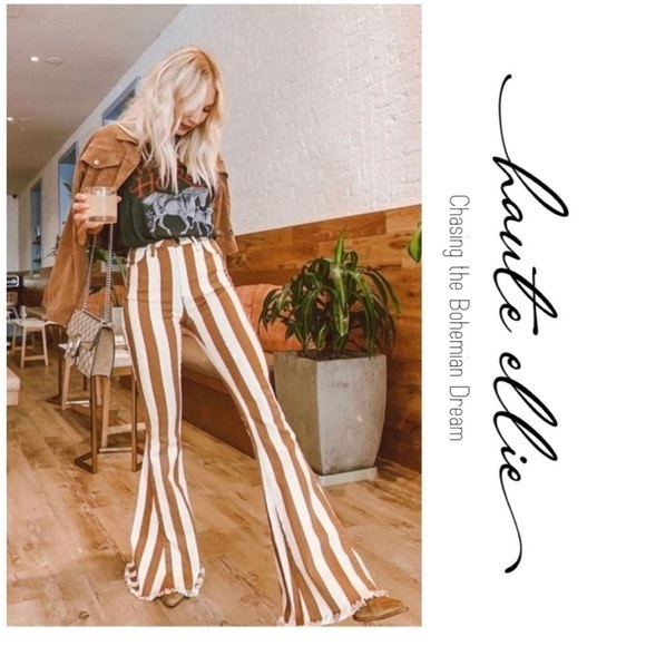 BOHO BABE BOLD-Striped Denim Flare Jeans - Picture 5 of 12